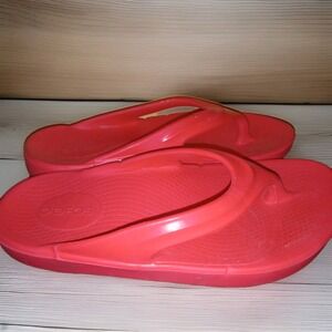 Oofos Women's Oolala Sandals Flip Flops Neon Berry Red SZ 7